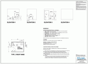 Type 2 Right Hand Transfer Accessible Toilet Full Drawing