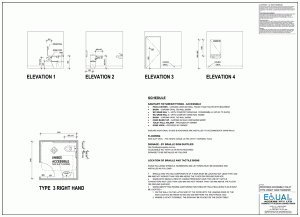 Type 3 Right Hand Transfer Accessible Toilet Full Drawing