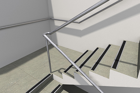 Internal stair handrail with tread offset detail