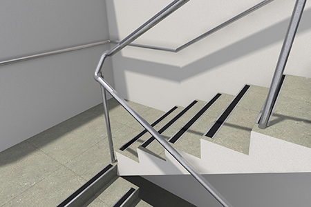 Internal stair handrail without tread offset detail