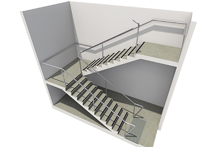 Internal stair handrail without tread offset