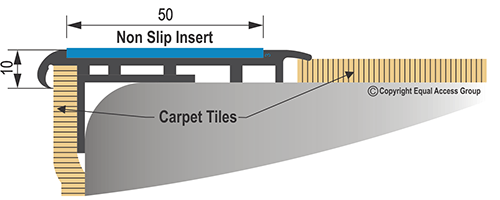 Compliant Carpet Tile Stair Nosing on rounded stair tread