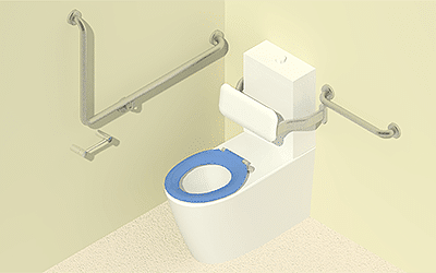 Revit BIM Model Disabled Accessible Surface Mounted Cistern with 90 degree grabrail