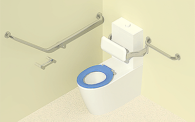 Revit BIM Model Disabled Accessible Surface Mounted Cistern with Angled grabrails